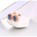 Villa Rose Earrings Rose gold Blue  Austrian Crystal jewelry