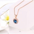 Villa Rose Pendant/Chain Rose gold Blue  Austrian Crystal jewelry