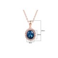 Villa Rose Pendant/Chain Rose gold Blue  Austrian Crystal jewelry