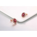 Villa Rose Earrings Rose gold Ruby Red  Austrian Crystal jewellery