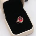 Villa Rose Ring Rose gold Ruby Red  Austrian Crystal jewellery