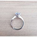 2.00Cts Classic  6 Prong Setting Silver Engagement Ring For Women