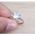 2.00Cts Classic  6 Prong Setting Silver Engagement Ring For Women