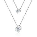 Love Cube Pendant Double-Layer Clavicle Chain Pendant Necklace 925 Sterling Silver