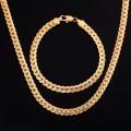 Virola Link Neck Chain & Bracelet Fashion  Jewellery Set 6mm 18k Gold