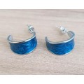 Dark Blue Drip Oil  Enamel Geometric Stud Earrings Women Jewellery 925 Silver