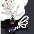 Austrian  Amethyst Purple Crystal butterfly Earrings