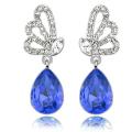 Austrian  Royal Blue Crystal butterfly Earrings