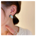 Double Arc Cross Enamel Blue Geometric Earring  Contrast Colour  Women Jewellery