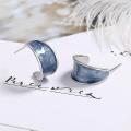 Light Blue Drip Oil  Enamel Geometric Stud Earrings Women Jewellery 925 Silver
