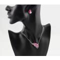 Butterfly Wing Pink Austria crystal Necklace  Fashion Jewelry 