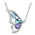Butterfly Wing Blue Austria crystal Necklace  Fashion Jewelry 
