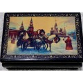 Vintage Collectable Soviet Russian Hand Painted Small Trinket Box 8.5 cm x 6 cm x 3.5 cm