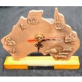 Beautiful Collectable Australia Souvenir Map Clock Work .  15.5 cm x 12 cm
