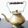 Very Old Antique Rare Find Brass Kettle, Wooden Handle Unknown Origin or year