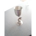Vintage Elephant Goblet Possible Pewter with Figural Stem Thailand 17 cm Tall