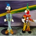 Vintage Murano Circus Clown x2 Hand Blown Art Glass Figurine Sculpture. Pre-Loved