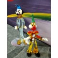 Vintage Murano Circus Clown x2 Hand Blown Art Glass Figurine Sculpture. Pre-Loved