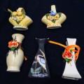 Vintage Collectable Miniature Ceramic Garden Baskets and Miniature Ceramic Vases