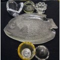 Bundle of Glass Small Vases and Fish plate