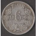 1896 ZAR SIX PENCE 6d SILVER COIN
