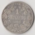 1895 ZAR ONE SHILLING SILVER COIN - PREVIOUSLY BROOCHED