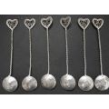 UNION OF SOUTH AFRICA SIX PENCE SILVER COIN SPOONS x 6
