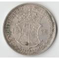 1935 UNION OF SOUTH AFRICA 2 1/2 SHILLINGS HALF CROWN SILVER COIN