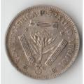 1932 UNION OF SOUTH AFRICA 3 PENCE TICKEY SILVER COIN