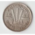 1941 AUSTRALIA THREE PENCE SILVER COIN
