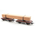 Lima twin flat wood wagon with load - HO