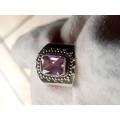 Vintage sterling silver ring with gem quality natural +-  4 ct Kunzite.