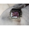Vintage sterling silver ring with gem quality natural +-  4 ct Kunzite.