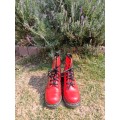 Genuine Vintage Dr Martens Red with Heel Made in England Size 4 VGC