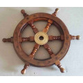 Nautical ships steering wheel rosewood & brass 30cm                              nb6