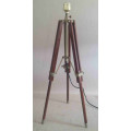 Wood and aluminium tripod lamp stand. Shade not included