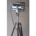 Rosewood and aluminium tripod lamp stand and feature lamp fitting