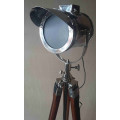 Rosewood and aluminium tripod lamp stand and feature lamp fitting
