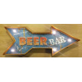 Beer bar, metal light sign.