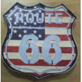 USA Route 66, metal light sign.