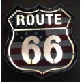 USA Route 66, metal light sign.