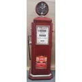 Super Gasoline model tin petrol pump cupboard & clock.