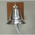 Solid brass ship, motivational bell 20cm diameter, sales bell. Wall mounted on solid wood
