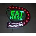Eat here illuminated metal sign