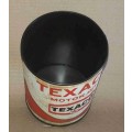 Texaco motor oil tin.