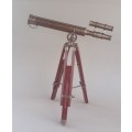 Telescope Double Barrel Antique Brass Finish 65cm Tall