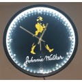 Johnnie Walker Illuminated Clock 35cm Diameter.