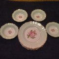 J & G Meakin England SOL Pink Rose/Green Dinner Plates Bowls