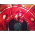 Large Stunning Murano Jardiniere/ Vase in Crimson Glass!! Stunning pattern!!
