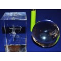 Clear Glass Paperweights - one with Zodiac Hologram